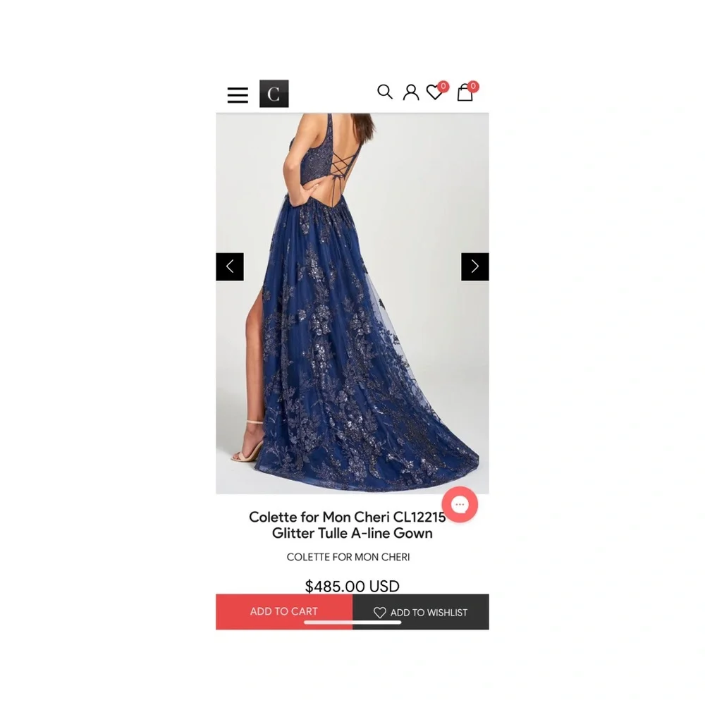 Prom Dress - Colette for Mon Cheri - Glitter Tulle A-line Gown - Picture 4 of 7